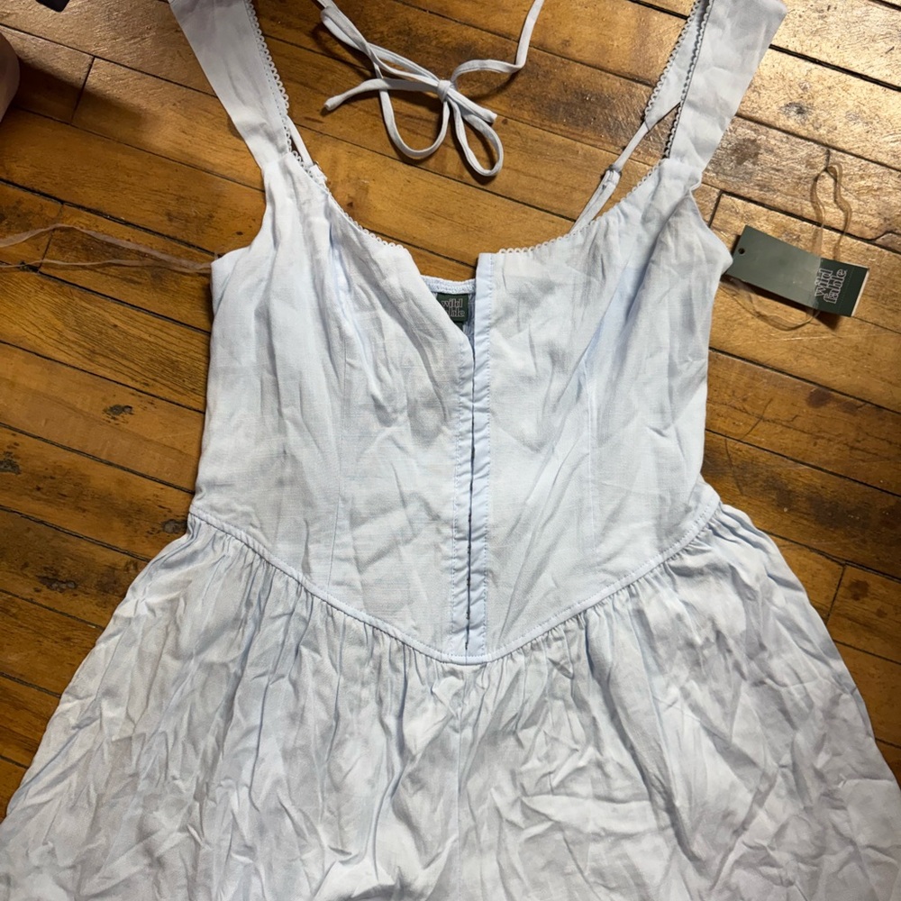 wild fable Light Blue Striped Sleeveless Romper